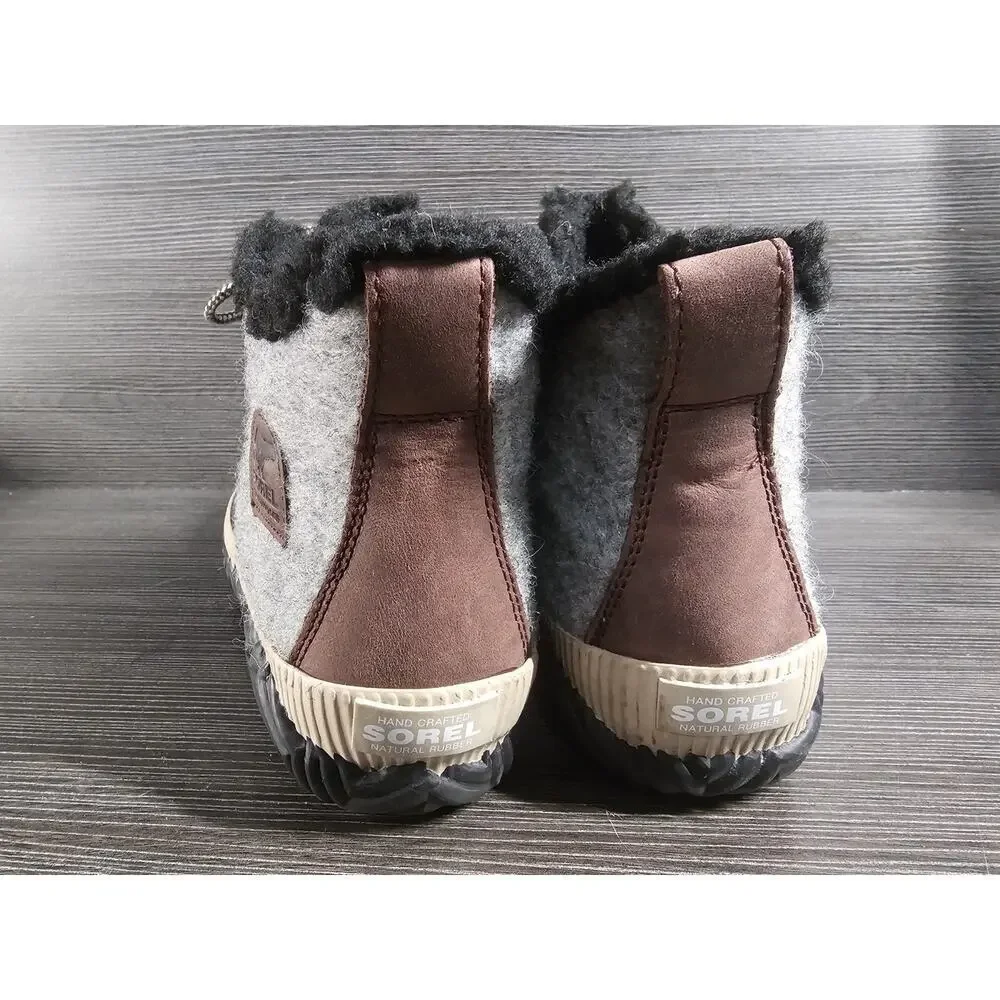 Sorel Out N About Plus Women’s 7 Gray Felt Duck Boots Waterproof NL3973-628